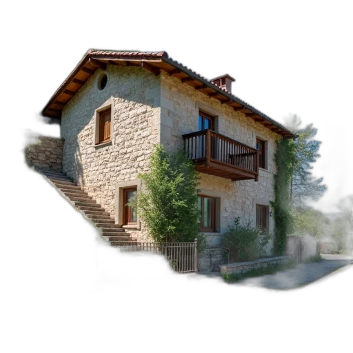 building, 3d render, photorealistic, concept art, pixel art, quaint, stone, house transparent PNG cut-out