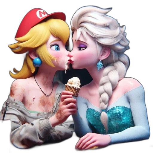 3d render, concept art, fantasy art, photorealistic, snow, two, female, characters transparent PNG cut-out