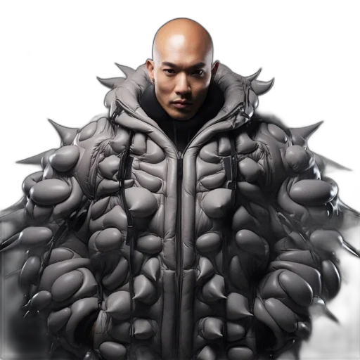 jacket, dragon, creature, concept art, photorealistic, 3d render, fantasy art, bald transparent PNG cut-out