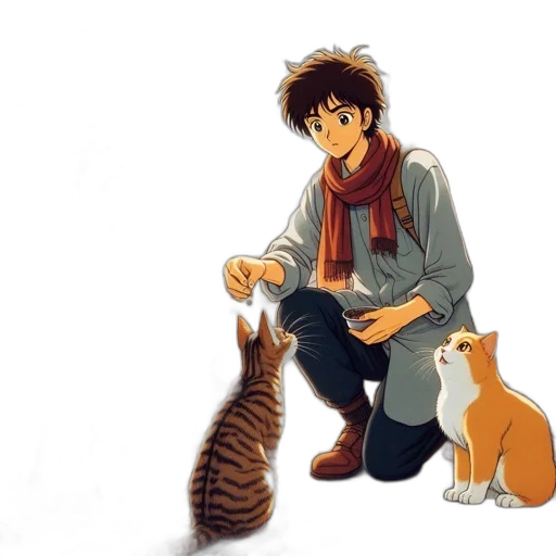 animal, concept art, pixel art, anime, watercolor, city street, snow, fog transparent PNG cut-out