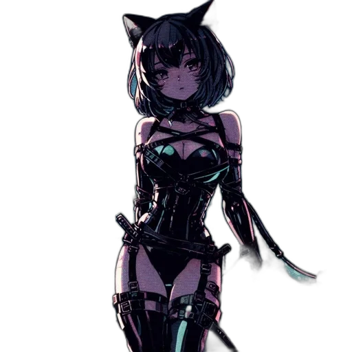 robot, dress, weapon, animal, cyberpunk, pixel art, concept art, anime transparent PNG cut-out