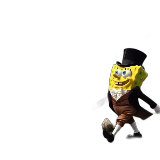 hat, creature, animal, shoes, concept art, 3d render, photorealistic, spongebob transparent PNG cut-out