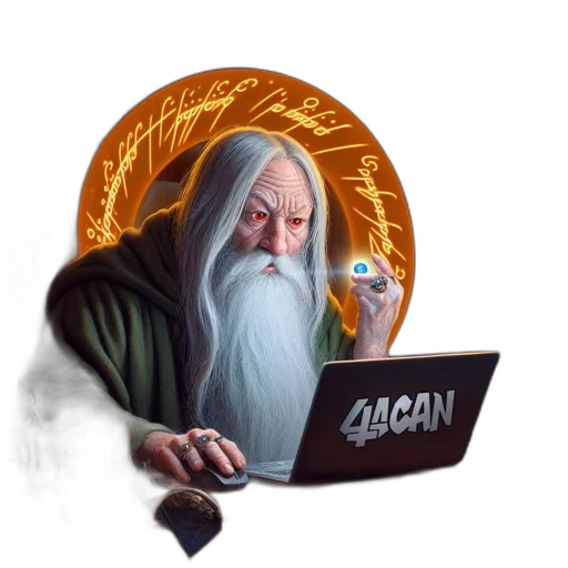 dragon, fantasy art, concept art, pixel art, photorealistic, elderly, wizard, laptop transparent PNG cut-out