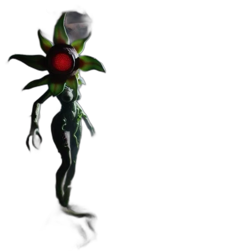 robot, flower, creature, staff, 3d render, concept art, outer space, surreal transparent PNG cut-out