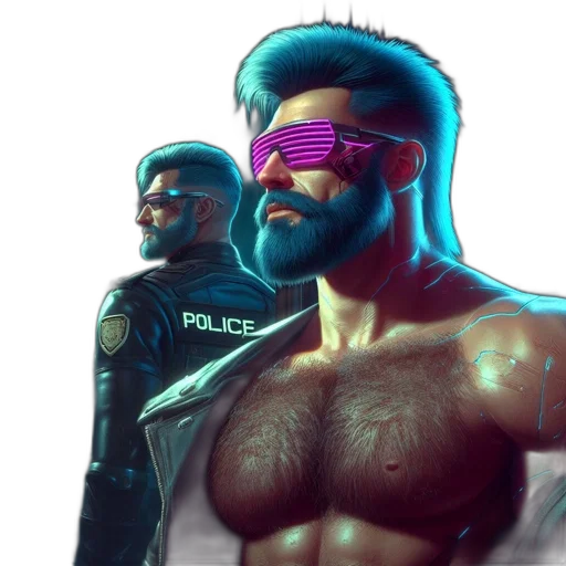 face, cyberpunk, concept art, comic book art, vaporwave, neon lights, neon, colorful transparent PNG cut-out