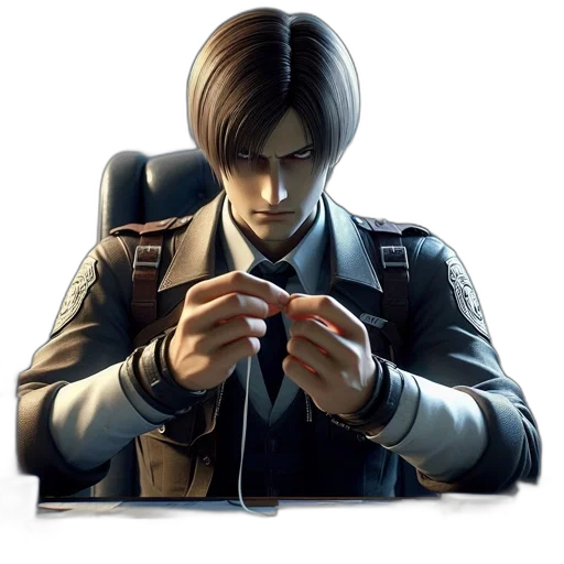 jacket, weapon, face, concept art, pixel art, photorealistic, animated, male transparent PNG cut-out