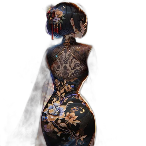 dress, robot, jewelry, mask, concept art, fantasy art, pixel art, photorealistic transparent PNG cut-out