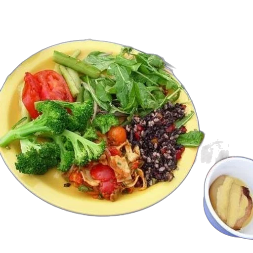 food, vibrant, plate, colorful, vegetables, grains, accompanied, side transparent PNG cut-out