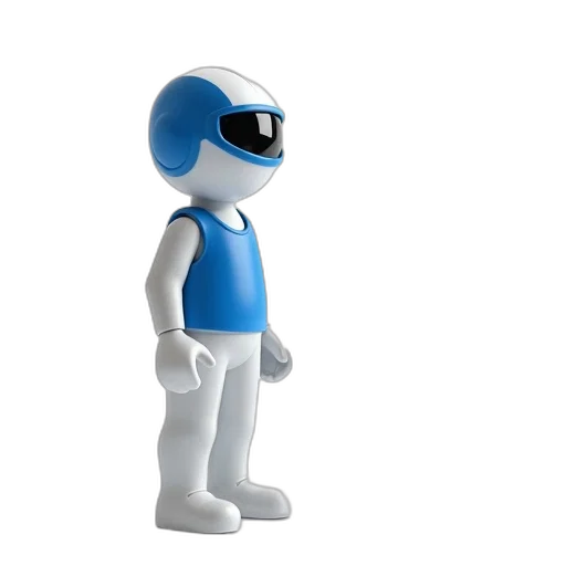 robot, 3d render, concept art, cartoon, white, plastic, action, figure transparent PNG cut-out