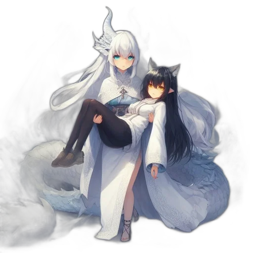 dragon, dress, staff, weapon, fantasy art, concept art, pixel art, anime transparent PNG cut-out