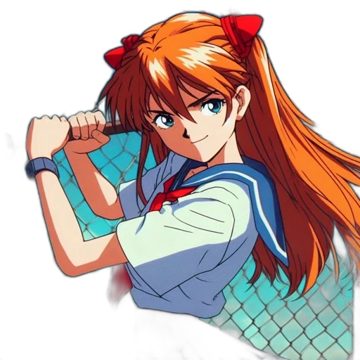 weapon, staff, sword, jacket, anime, vaporwave, pixel art, cartoon transparent PNG cut-out