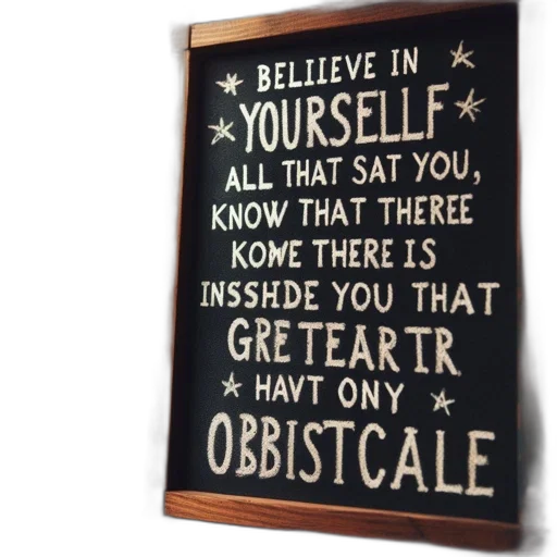 chalkboard, motivational, message, adorned, stars, surrounded, string, lights transparent PNG cut-out