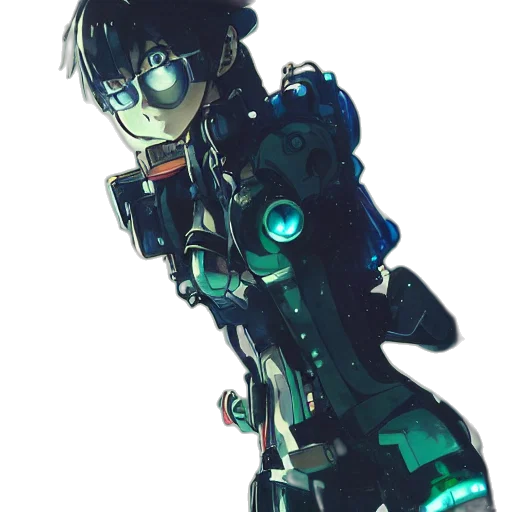 robot, weapon, staff, cyberpunk transparent PNG cut-out