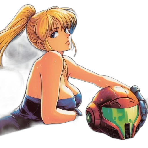 robot, anime, concept art, pixel art, vaporwave, outerspace, setting, woman transparent PNG cut-out