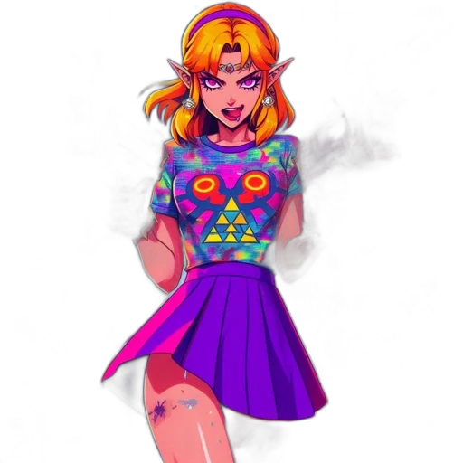 dress, pixel art, vaporwave, concept art, fantasy art, neon lights, neon, colorful transparent PNG cut-out