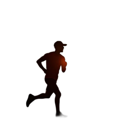 3d render, photorealistic, pixel art, silhouette, person, running, field, sun transparent PNG cut-out