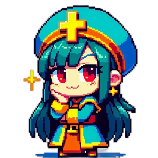 staff, crown, hat, weapon, pixel art, anime, fantasy art, cartoon transparent PNG cut-out