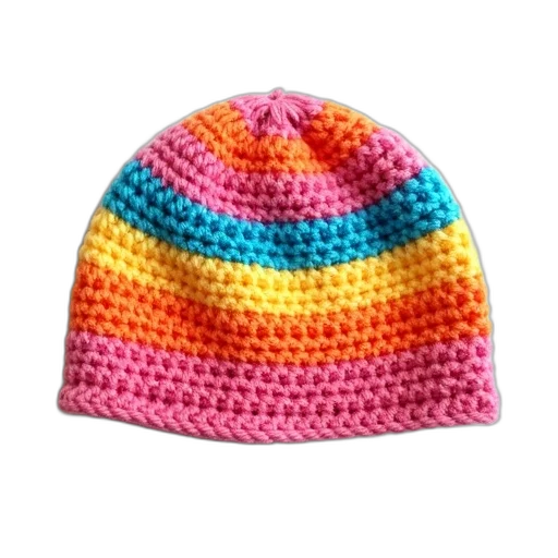 hat, crown, colorful, neon, pastel, crochet, rainbow, pattern transparent PNG cut-out