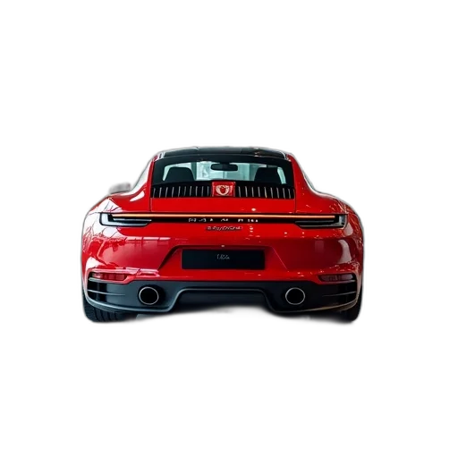 car, photorealistic, 3d render, red, sports, parked, showroom, reflective transparent PNG cut-out