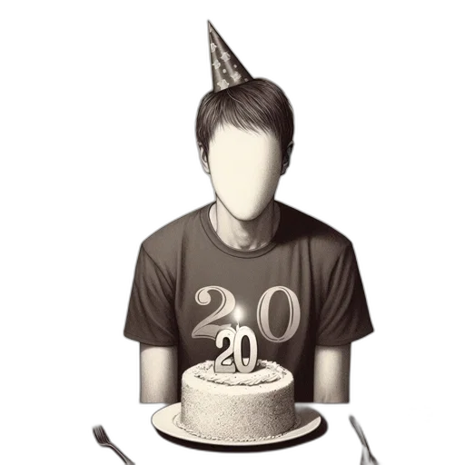 hat, food, 3d render, photorealistic, concept art, birthday, person, wears transparent PNG cut-out