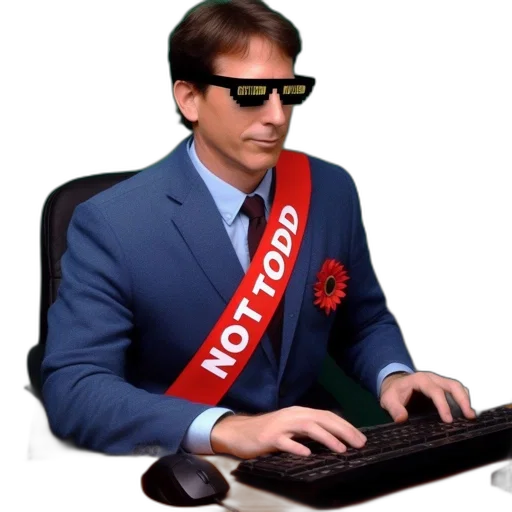 jacket, staff, robot, crown, vaporwave, man, blue, suit transparent PNG cut-out