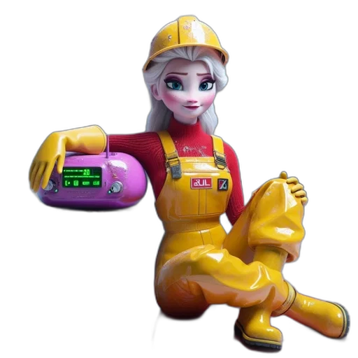 robot, staff, 3d render, concept art, pixel art, cartoon, animated, woman transparent PNG cut-out