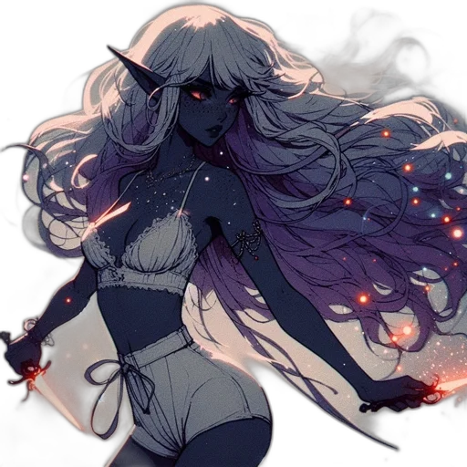 staff, creature, hair, mask, concept art, anime, fantasy art, pixel art transparent PNG cut-out