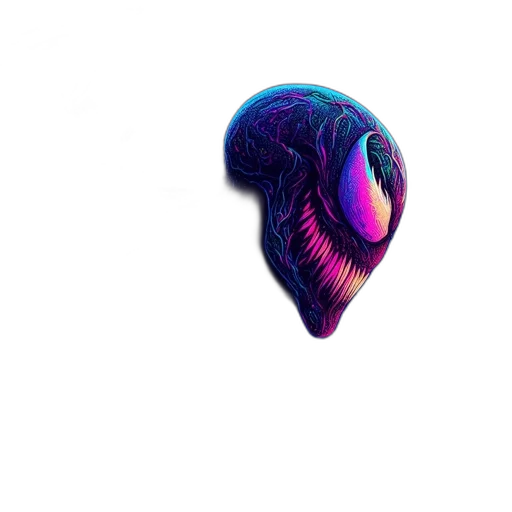 creature, hair, mask, animal, vaporwave, concept art, 3d render, pixel art transparent PNG cut-out