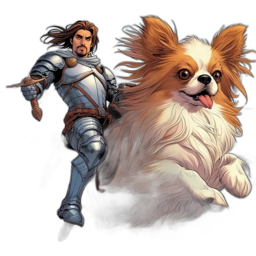 animal, concept art, fantasy art, comic book art, pixel art, valiant, knight, flowing transparent PNG cut-out