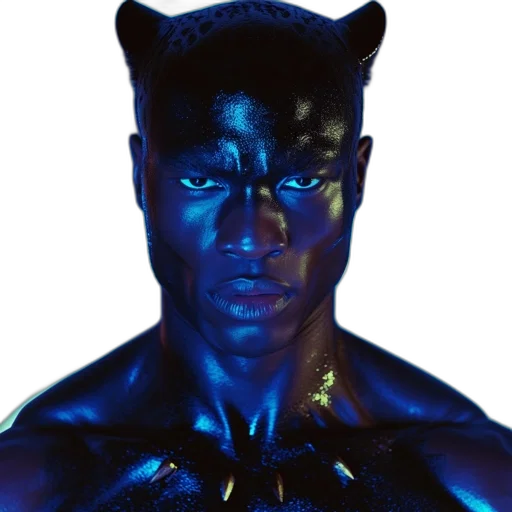 animal, creature, face, mask, concept art, neon lights, blue, man transparent PNG cut-out