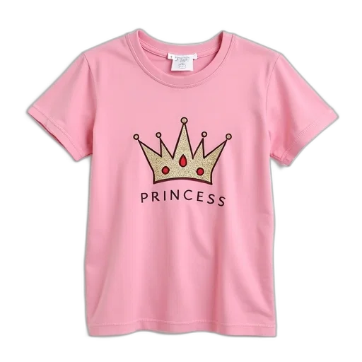 crown, pink, t-shirt, design, word, princess, written, below transparent PNG cut-out