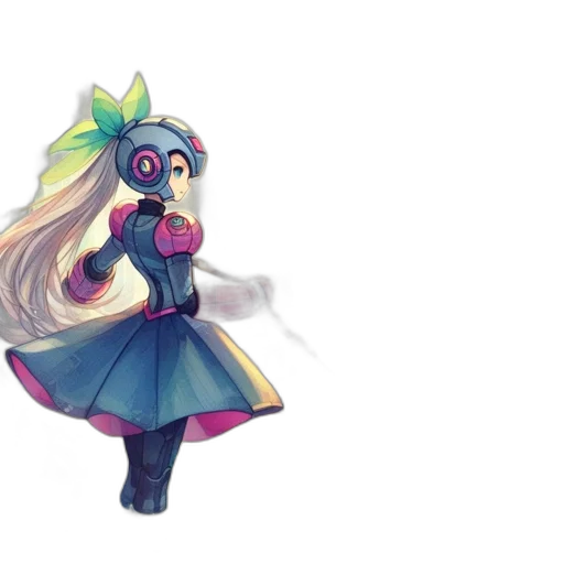 dress, staff, mask, robot, anime, concept art, watercolor, pixel art transparent PNG cut-out