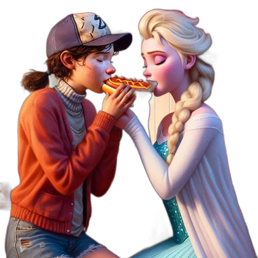 food, concept art, fantasy art, comic book art, pixel art, fire, snow, neon lights transparent PNG cut-out