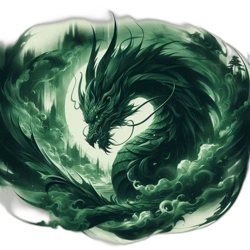 dragon, mask, hair, creature, fantasy art, concept art, photorealistic, watercolor transparent PNG cut-out