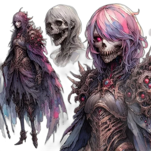 concept art, fantasy art, comic book art, watercolor, dark, colorful, pastel, red transparent PNG cut-out