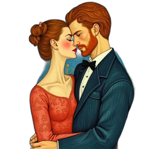 watercolor, fantasy art, cartoon, photorealistic, fire, lovers, gauguin, vincent transparent PNG cut-out