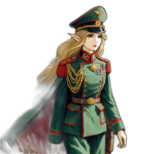 hat, staff, weapon, dress, concept art, anime, fantasy art, oil painting transparent PNG cut-out