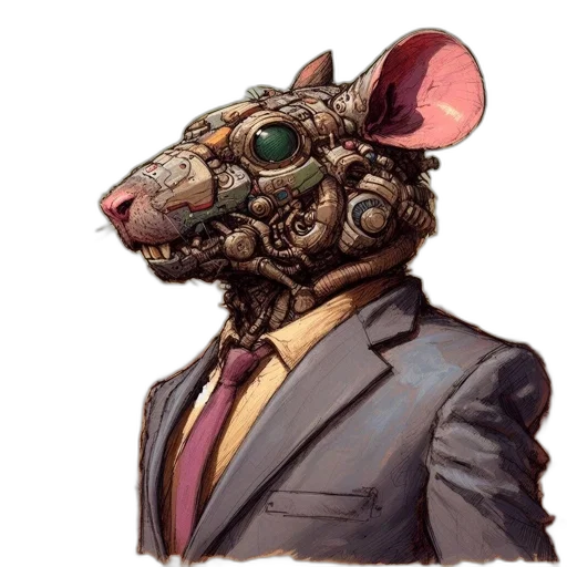 mask, animal, face, jacket, concept art, cyberpunk, watercolor, 3d render transparent PNG cut-out