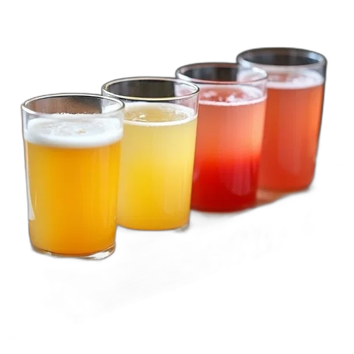 food, bottle, wooden, tray, six, glasses, different, colored transparent PNG cut-out