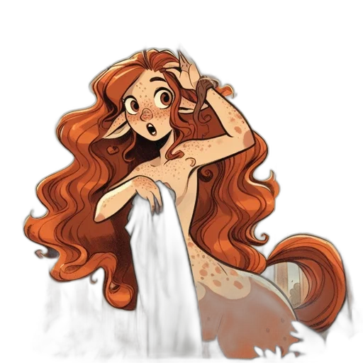 hair, dress, crown, staff, concept art, fantasy art, watercolor, cartoon transparent PNG cut-out