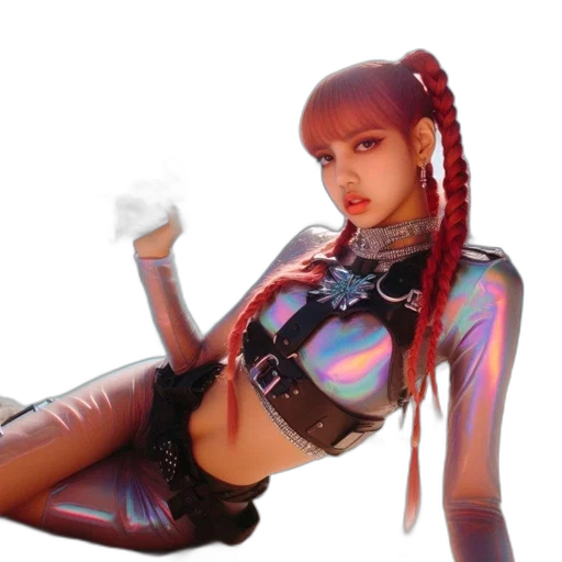 robot, jacket, weapon, creature, cyberpunk, vaporwave, concept art, 3d render transparent PNG cut-out