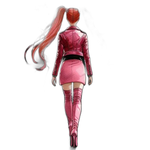 dress, hair, jacket, robot, concept art, 3d render, fantasy art, cyberpunk transparent PNG cut-out