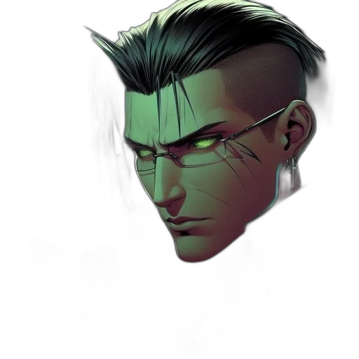 face, mask, robot, staff, cyberpunk, comic book art, concept art, fantasy art transparent PNG cut-out
