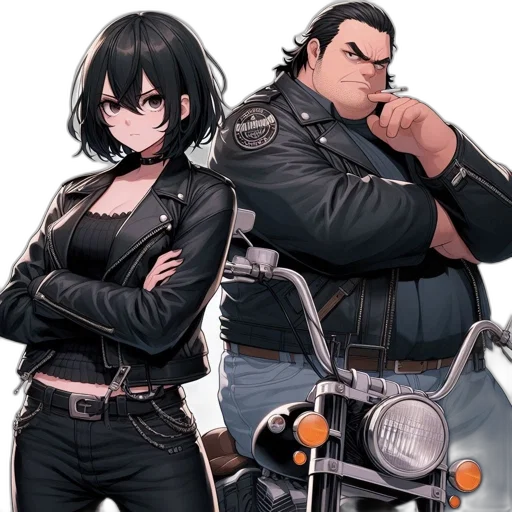 jacket, concept art, comic book art, anime, cartoon, two, characters, woman transparent PNG cut-out