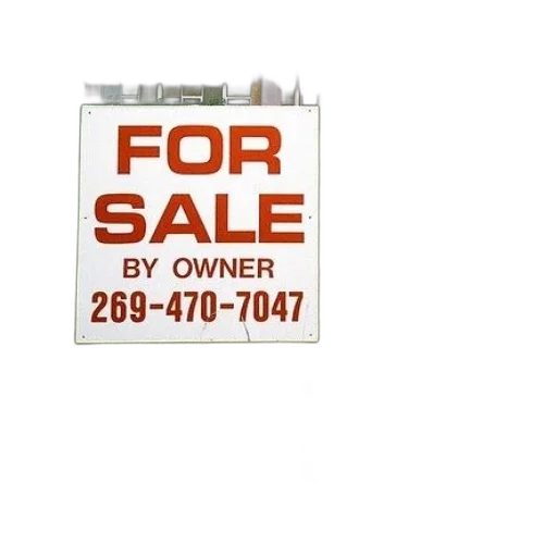 sale, sign, front, building, phone, number, 269-470-7047 transparent PNG cut-out