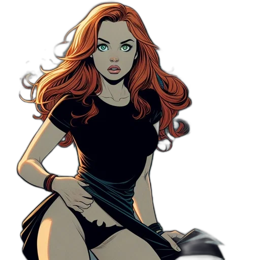 dress, comic book art, cartoon, concept art, fantasy art, woman, long, red transparent PNG cut-out