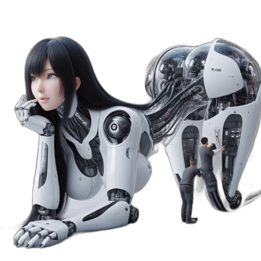 robot, animal, creature, concept art, 3d render, cyberpunk, photorealistic, outer space transparent PNG cut-out