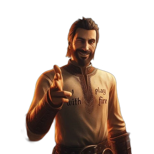 jacket, staff, 3d render, concept art, pixel art, fantasy art, bearded, man transparent PNG cut-out