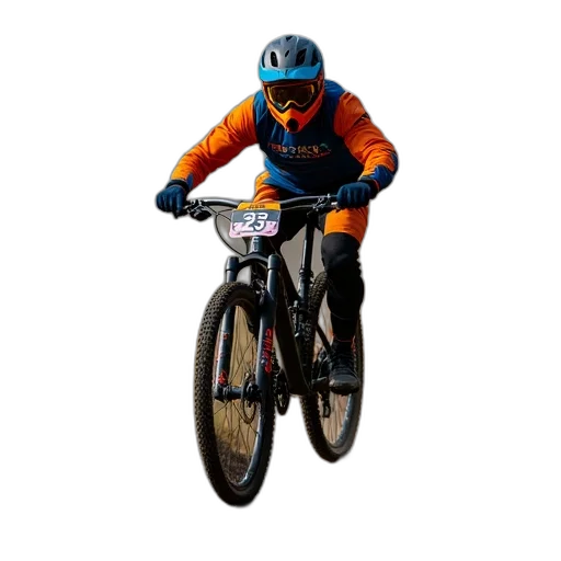 jacket, 3d render, cyclist, riding, mountain, bike, dirt, trail transparent PNG cut-out