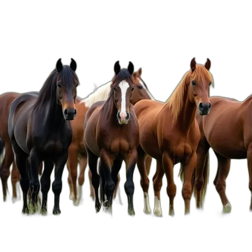animal, staff, photorealistic, 3d render, concept art, oil painting, herd, horses transparent PNG cut-out